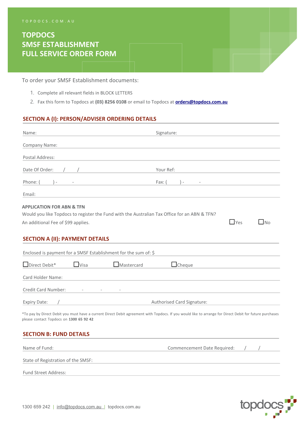 To Order Your SMSF Establishment Documents
