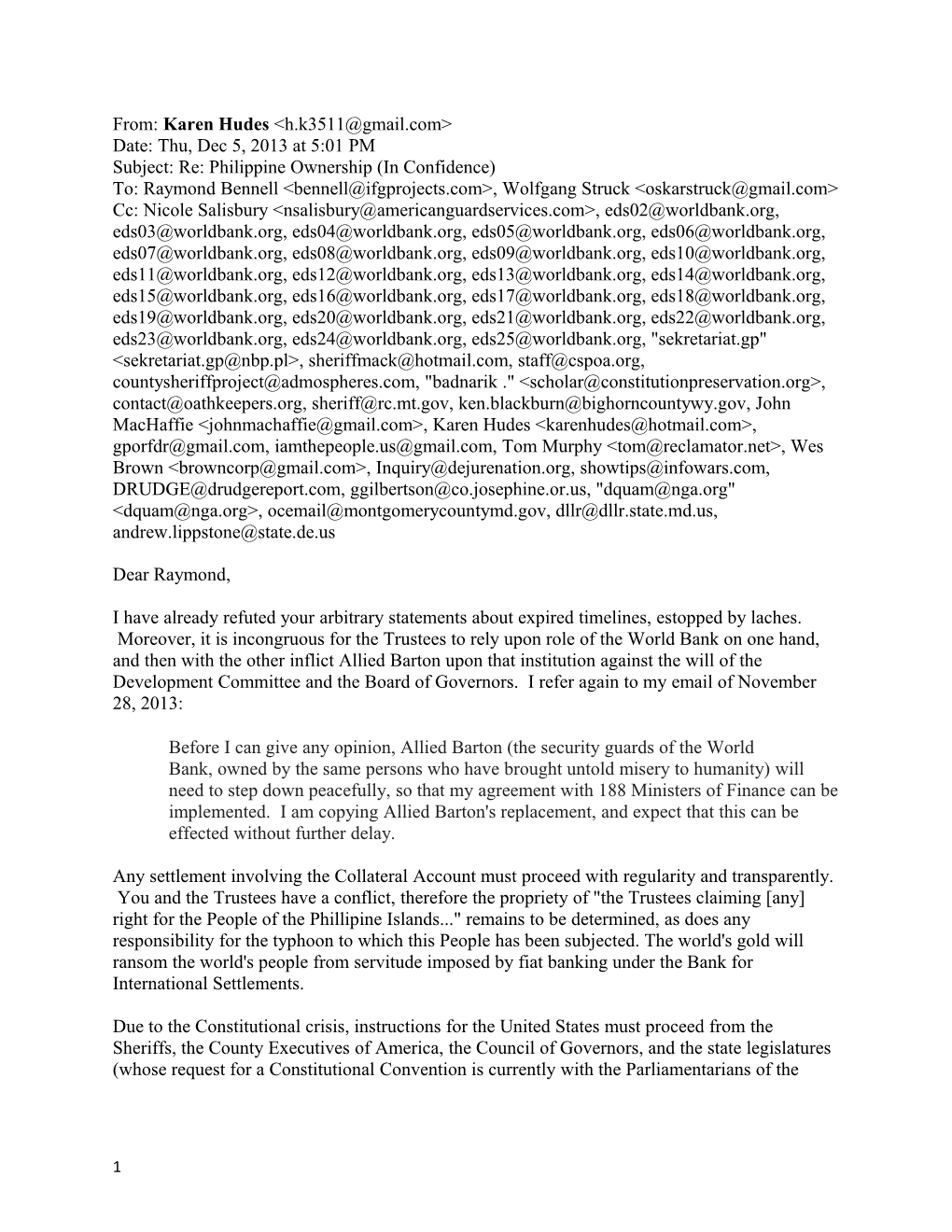 From:Karen Hudes&lt;&gt; Date: Thu, Dec 5, 2013 at 5:01 PM Subject: Re: Philippine Ownership