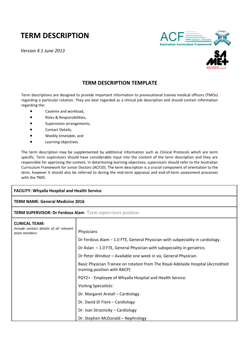 Term Description Template