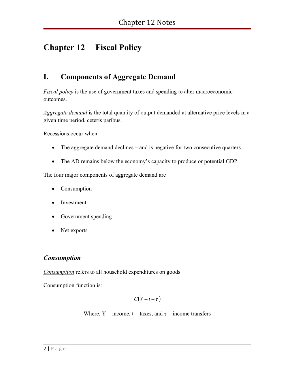 Chapter 12Fiscal Policy