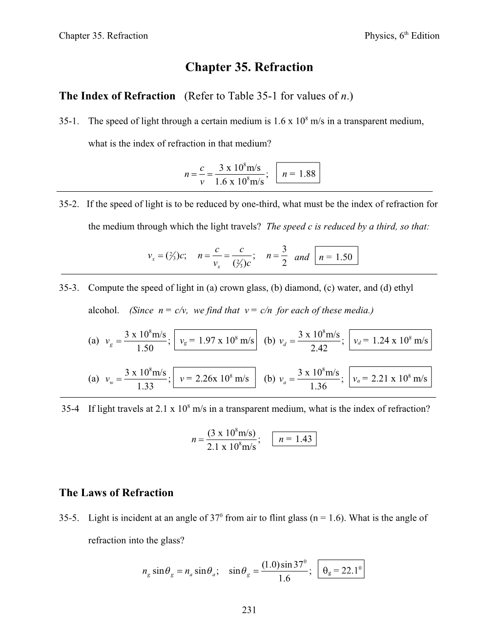 Chapter 35. Refractionphysics, 6Th Edition