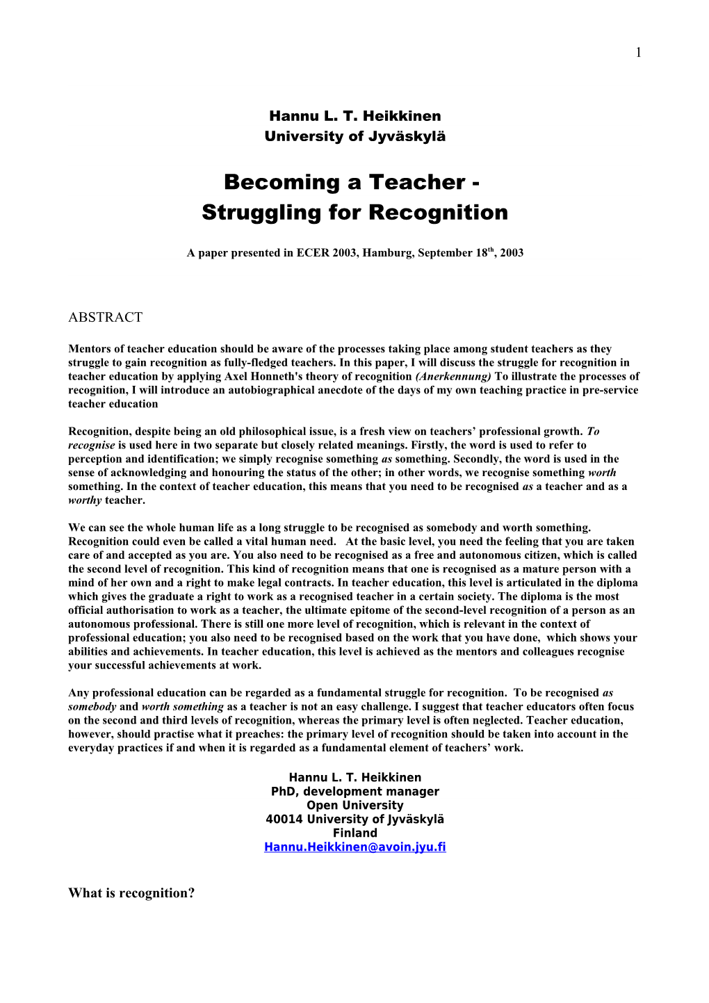 Becoming a Teacher