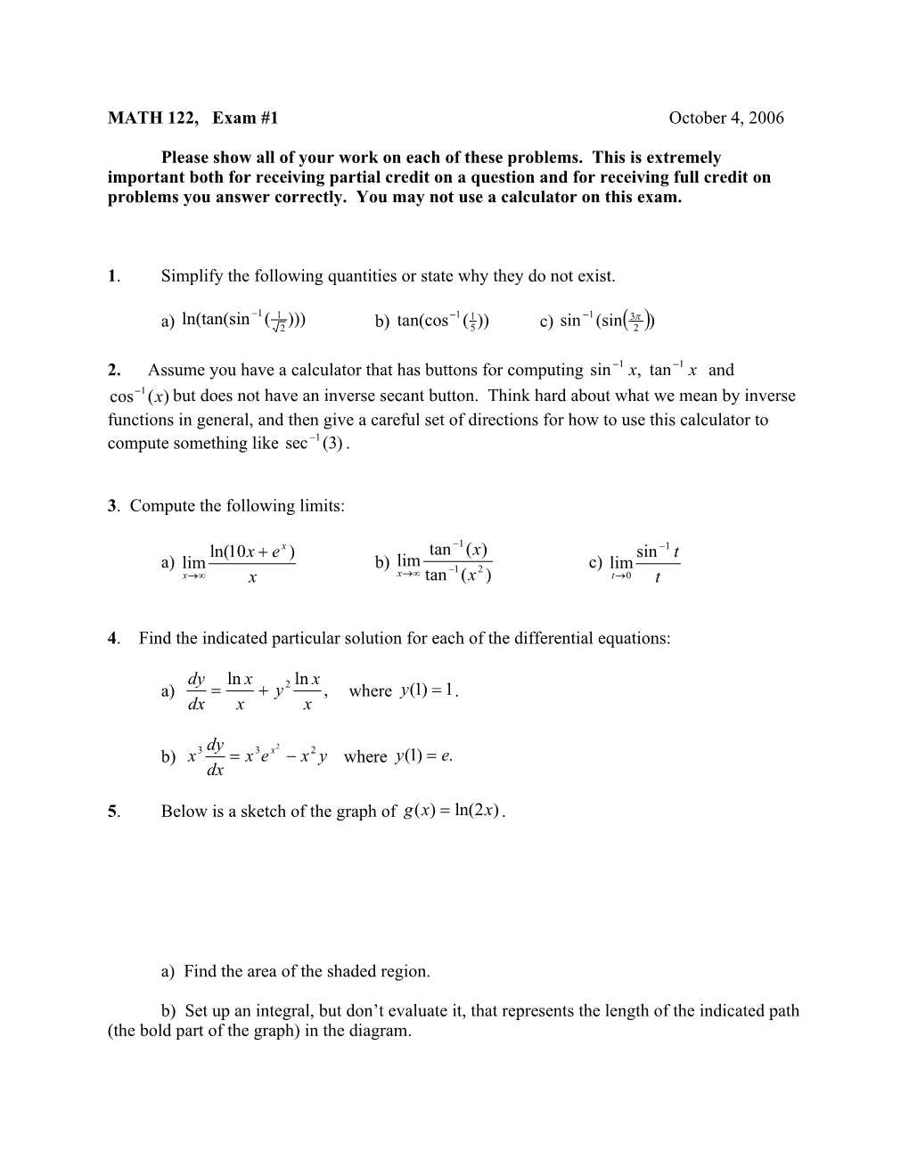 1. Simplify the Following Quantities Or State Why They Do Not Exist