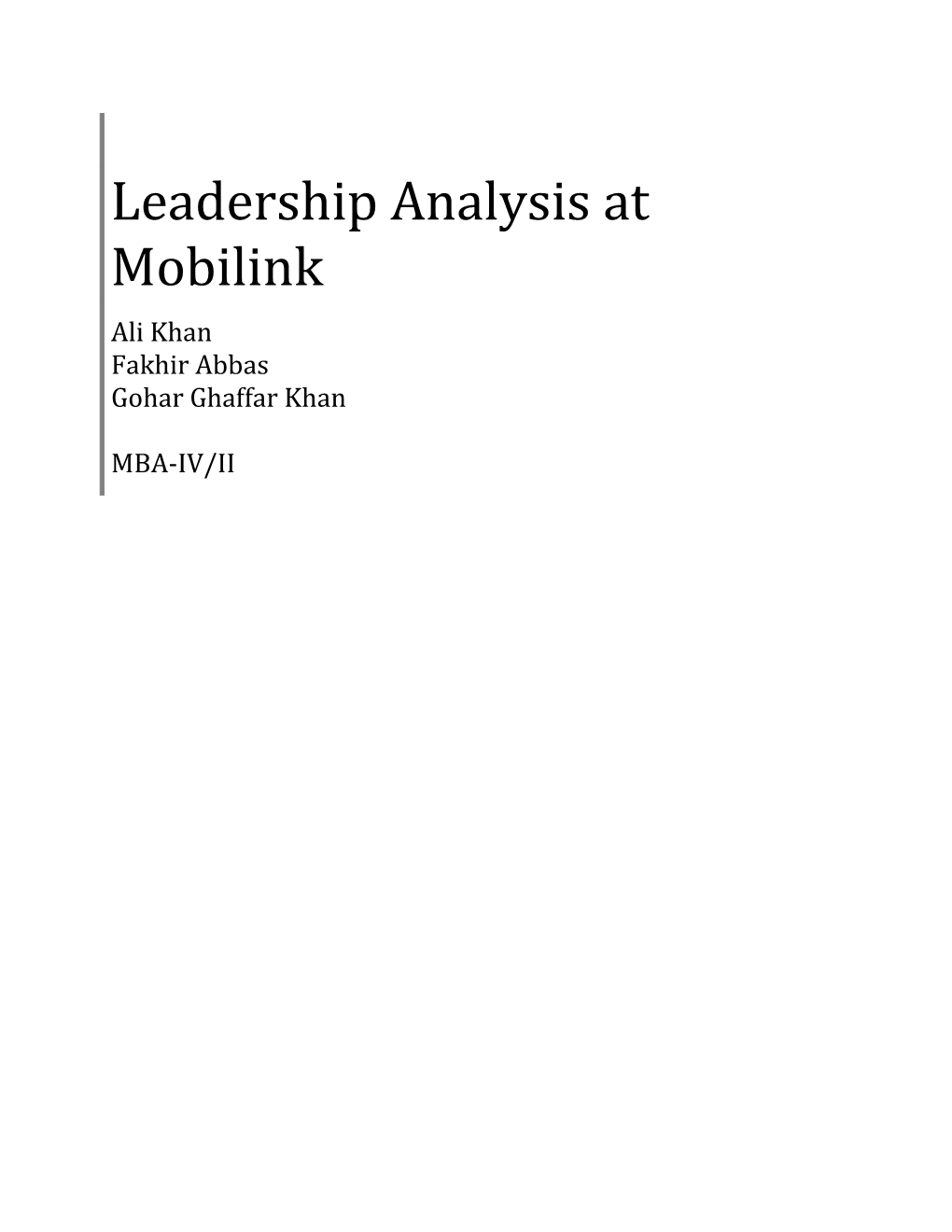 Leadership Analysis at Mobilink