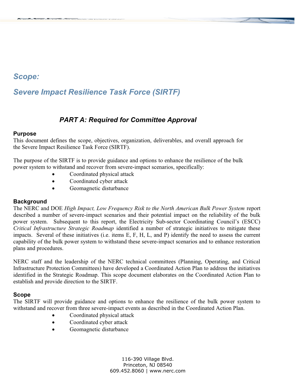 Severe Impact Resilience Task Force (SIRTF)