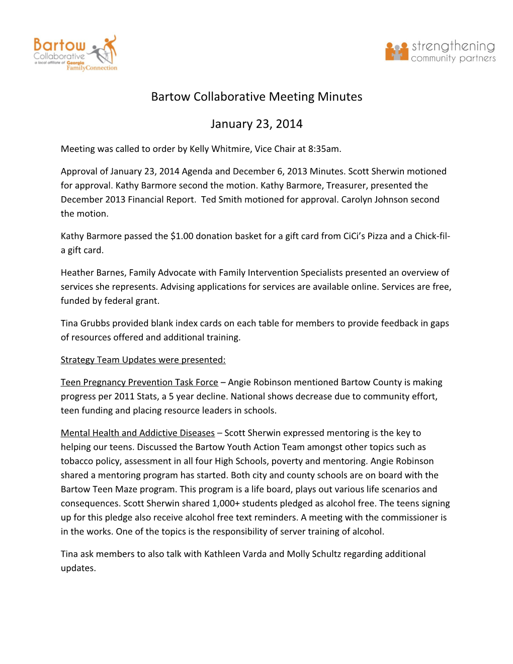 Bartow Collaborative Meeting Minutes