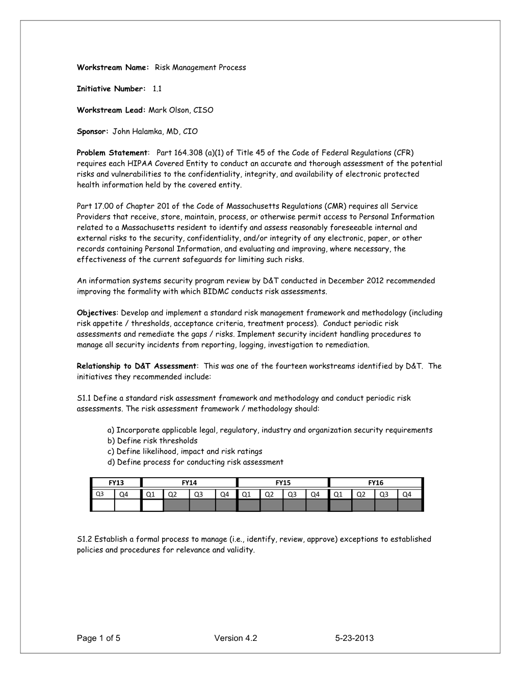 Project Name - Risk Management Process