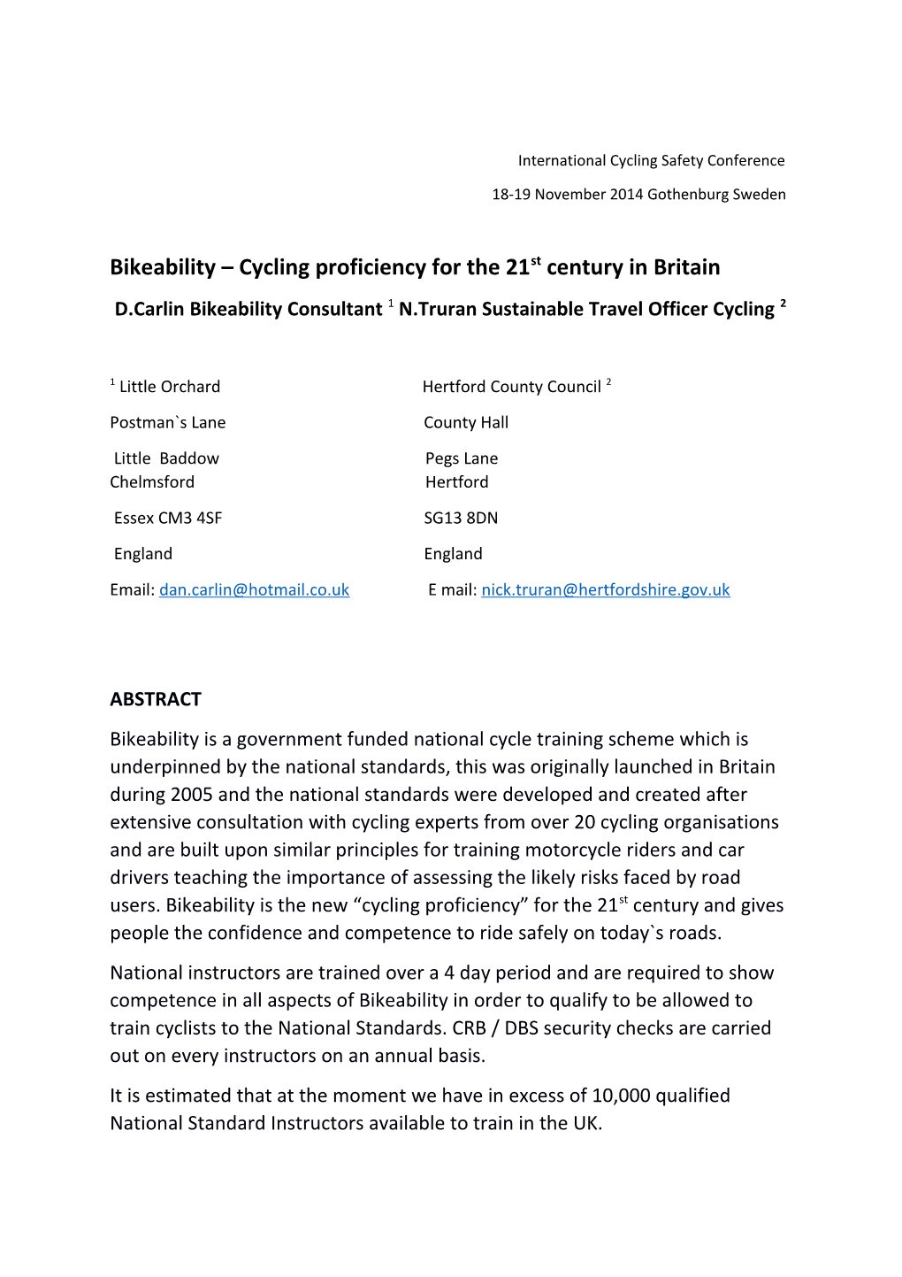 Bikeability Cycling Proficiency for the 21St Century in Britain