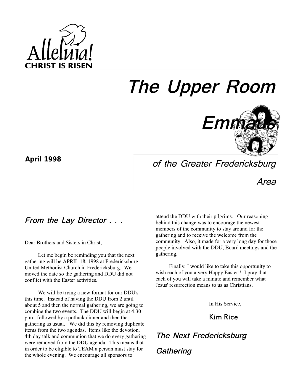 1 the Upper Room Emmausapril 1998