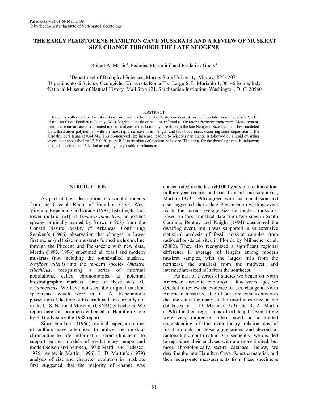 Muskrat Redux: a New Regression That Predicts Changes in Body Mass Over the Past 4 Million Years