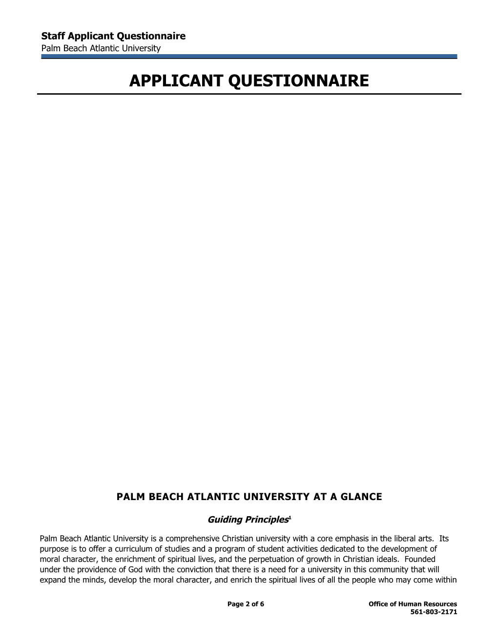 STAFF Pre-Employment Questionnaire