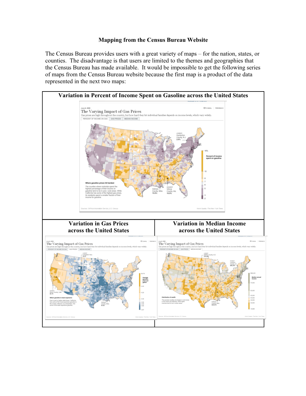 Mapping from the Census Bureau Website