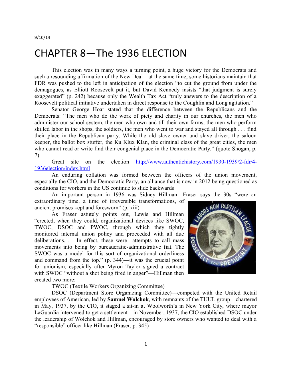 CHAPTER 8 the 1936 ELECTION