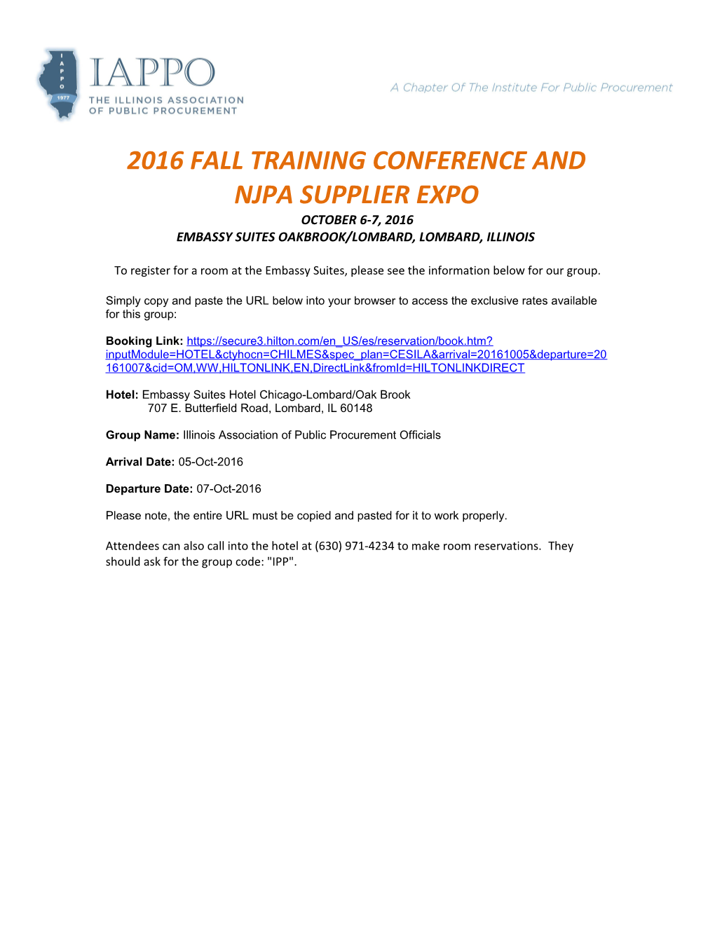 2016 Fall Training Conference and Njpa Supplier Expo