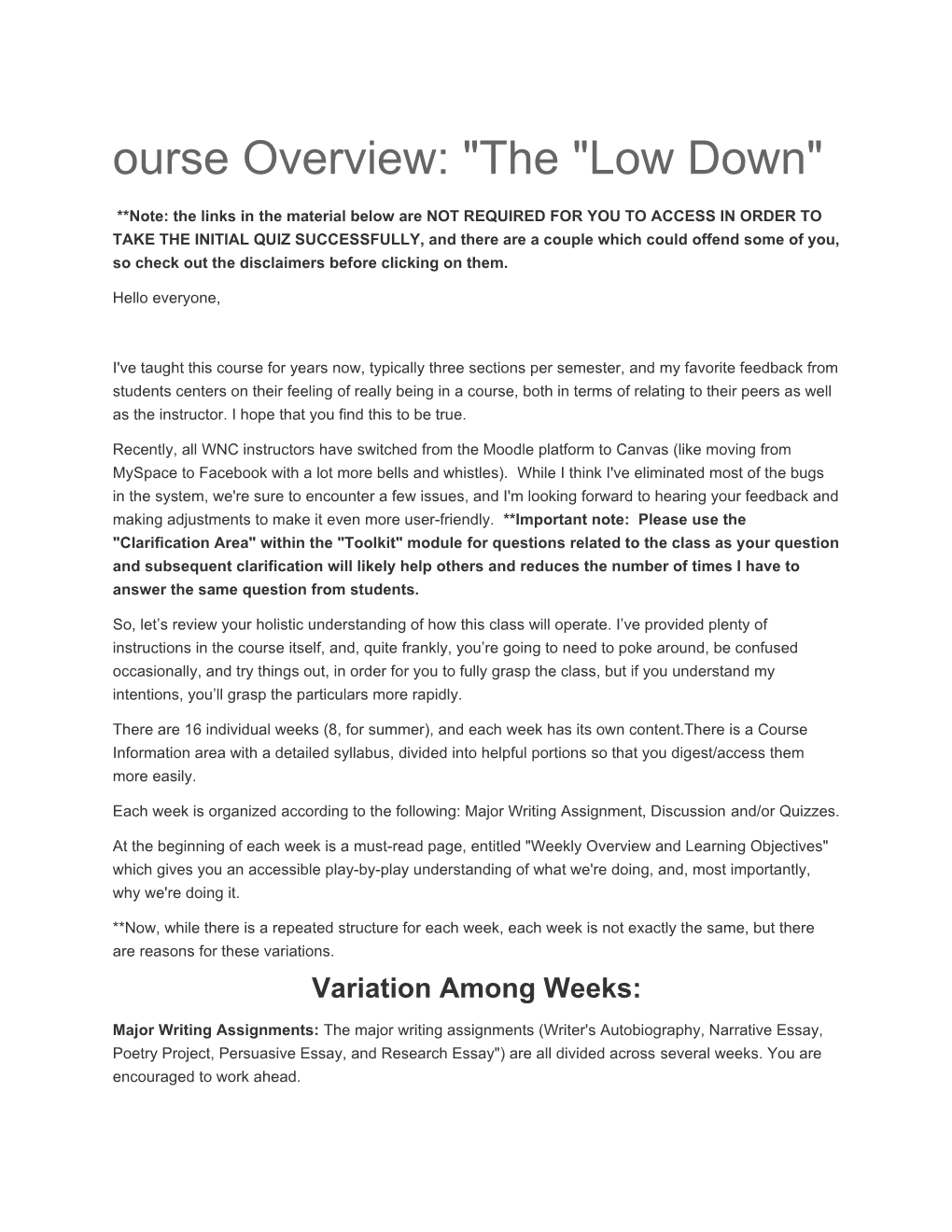 Ourse Overview: the Low Down