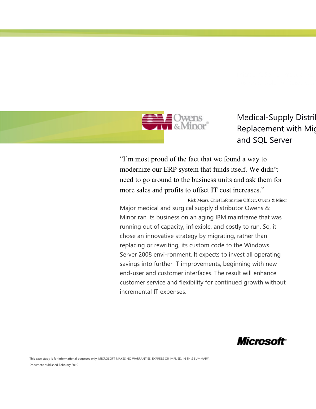 Medical-Supply Distributor Avoids Costly ERP Replacement with Migration to Windows Server