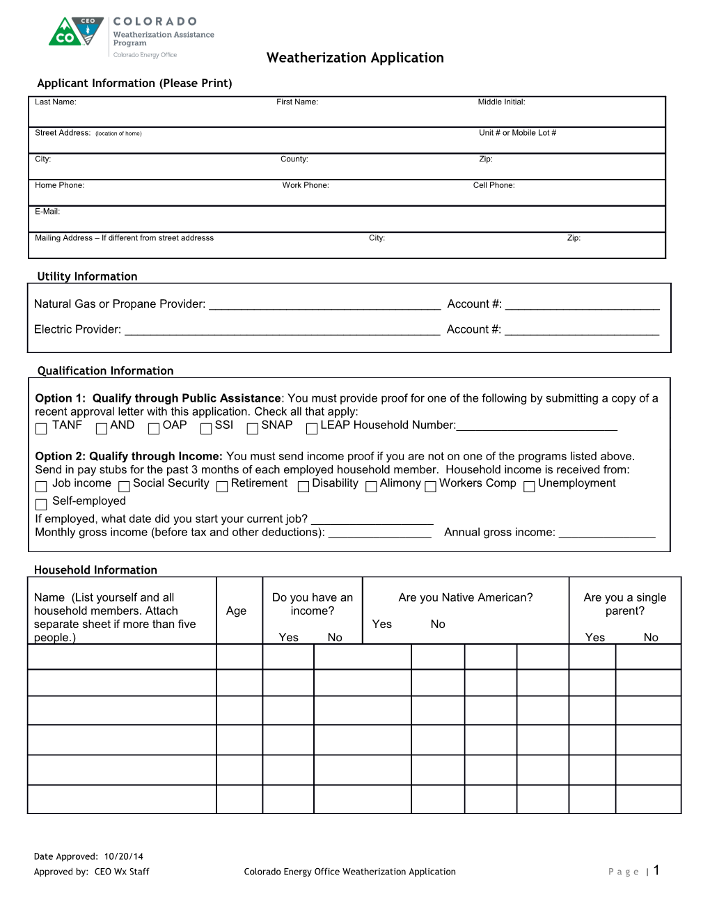 Energy $Aving Partners Weatherization Application