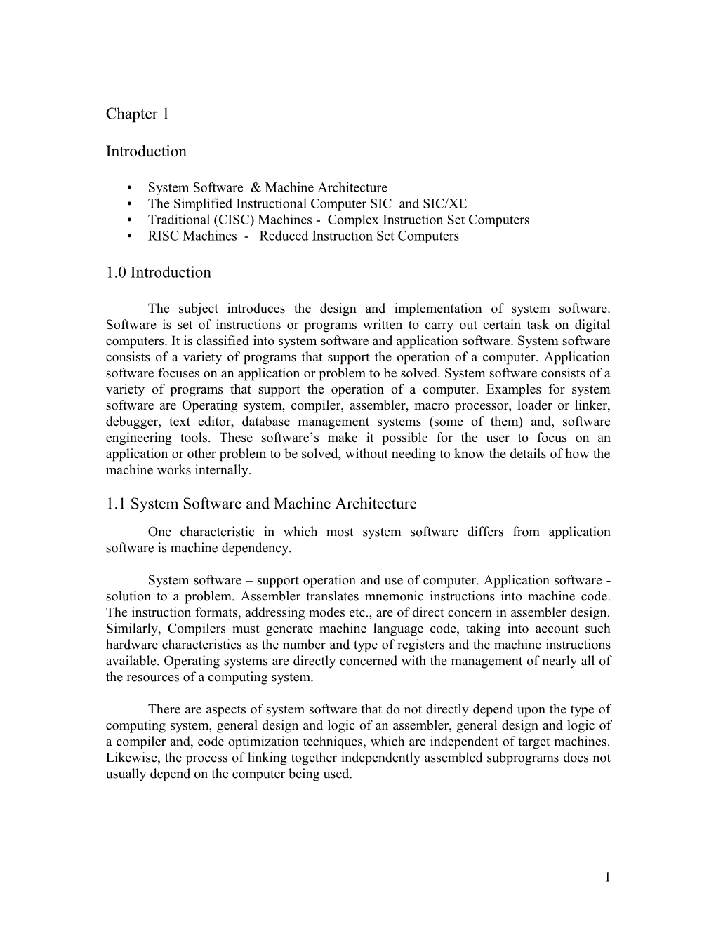 The Simplified Instructional Computer SIC and SIC/XE