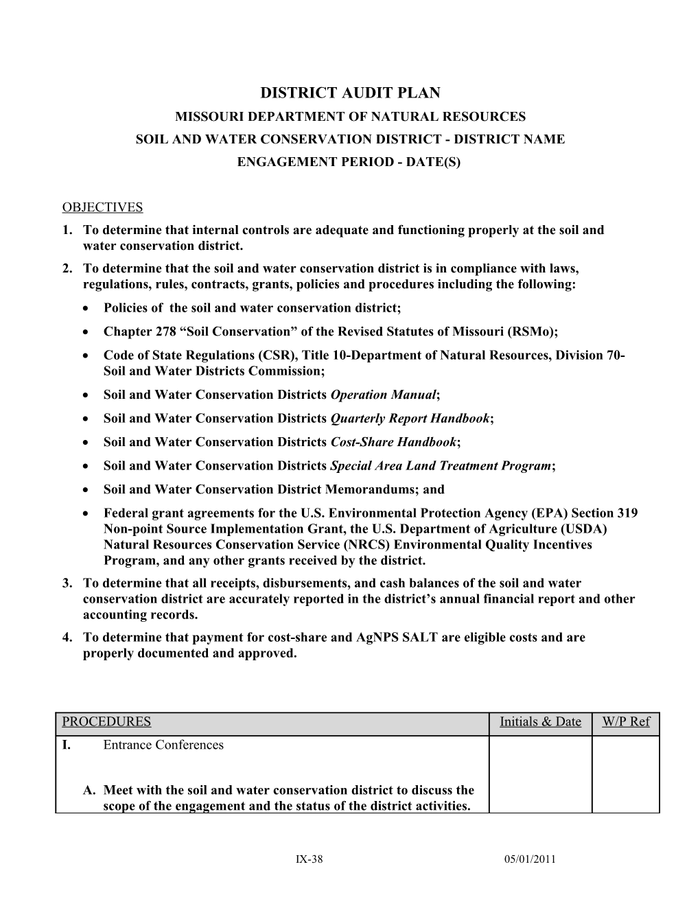 District Audit Plan