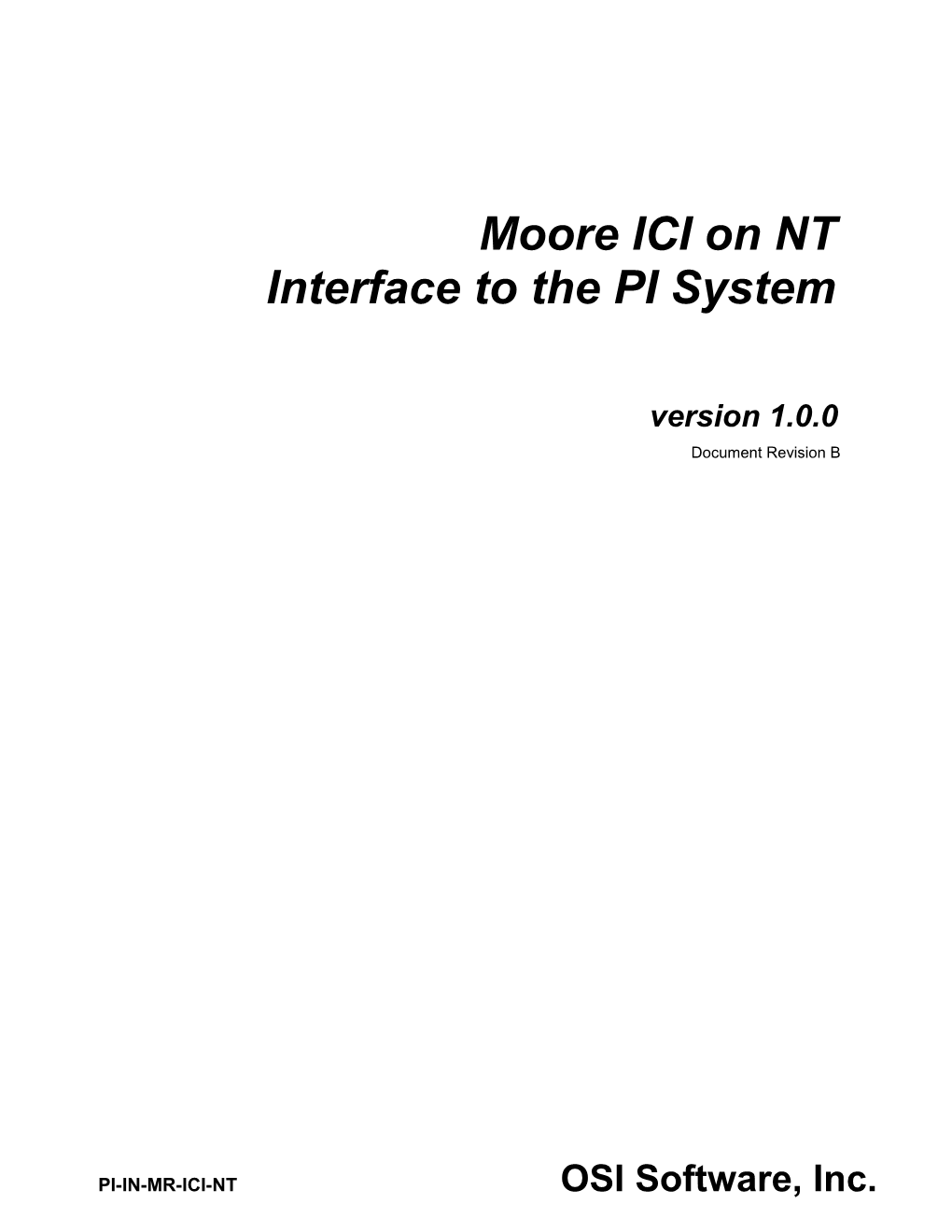 Moore ICI on NT Interface to the PI System