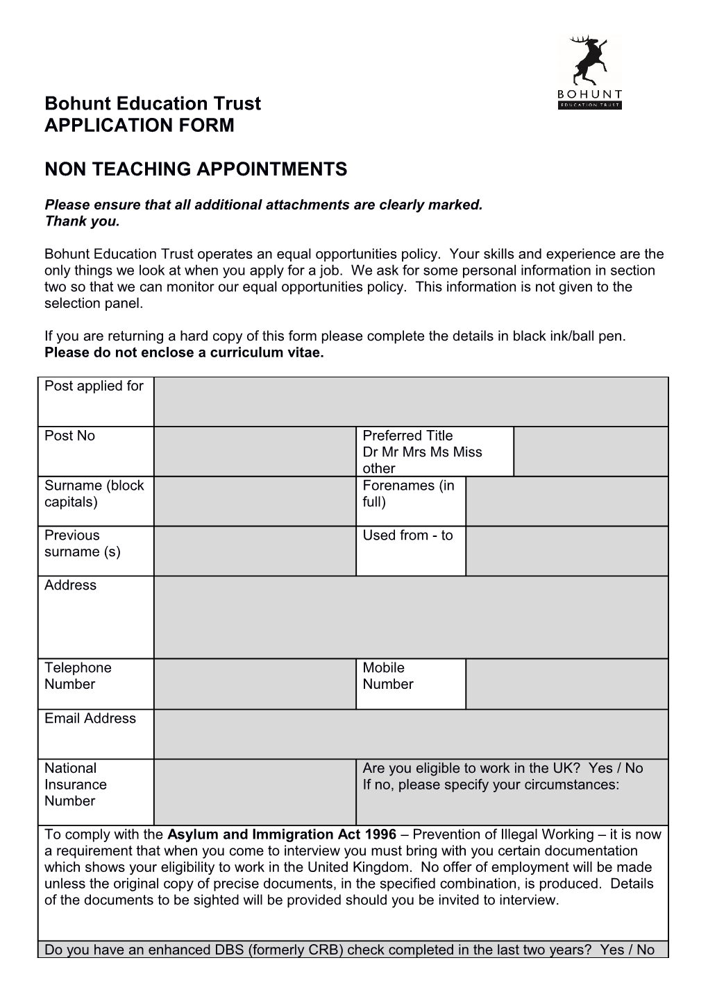 Non Teaching Appointments