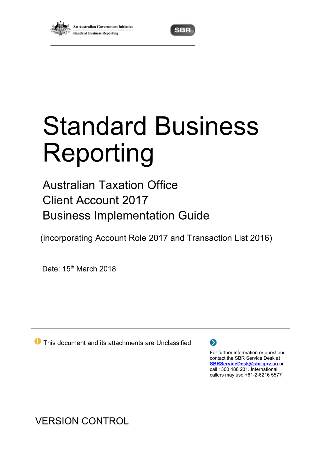 Standard Business Reporting ATO Client Account Business Implementation Guide