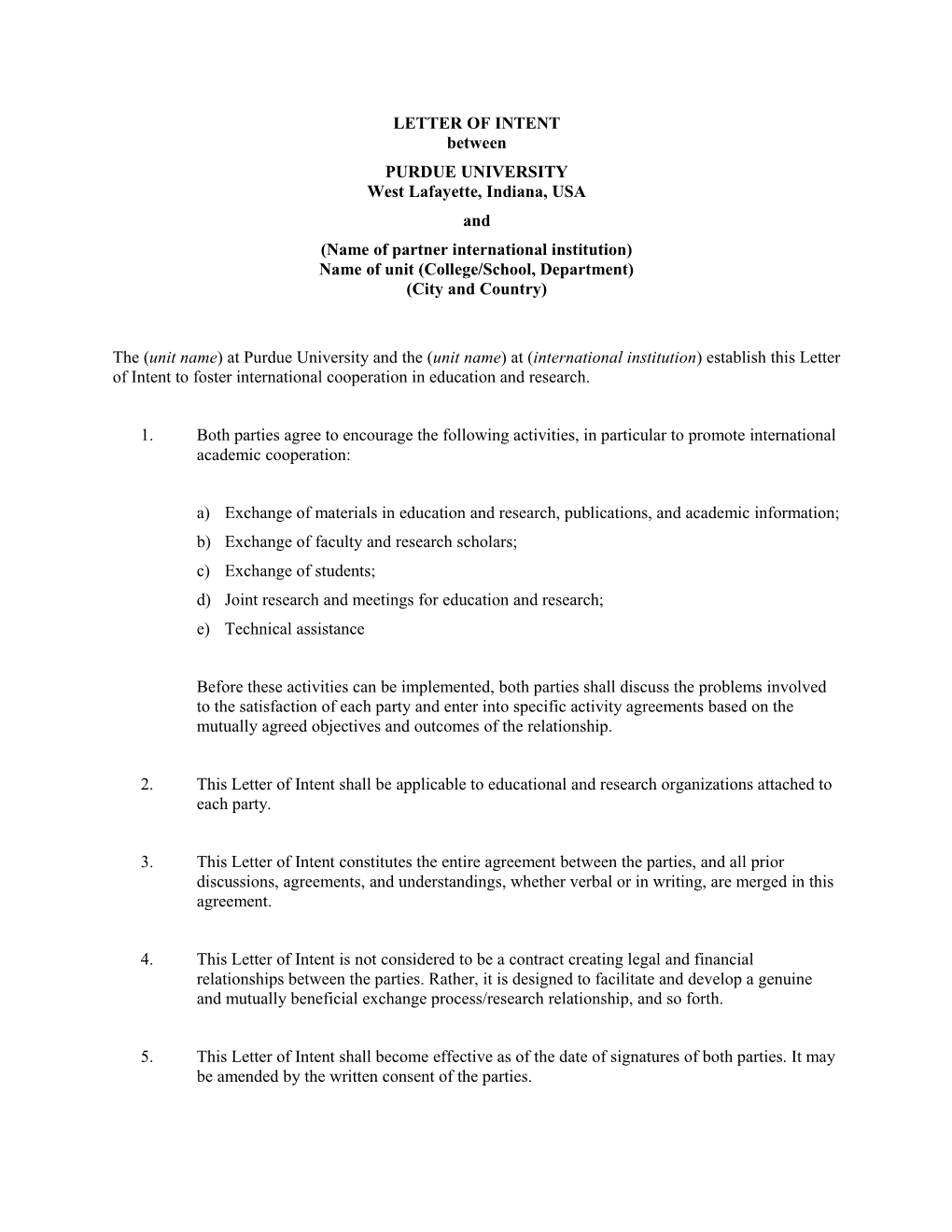 Model One-Way Student Linkage Agreement