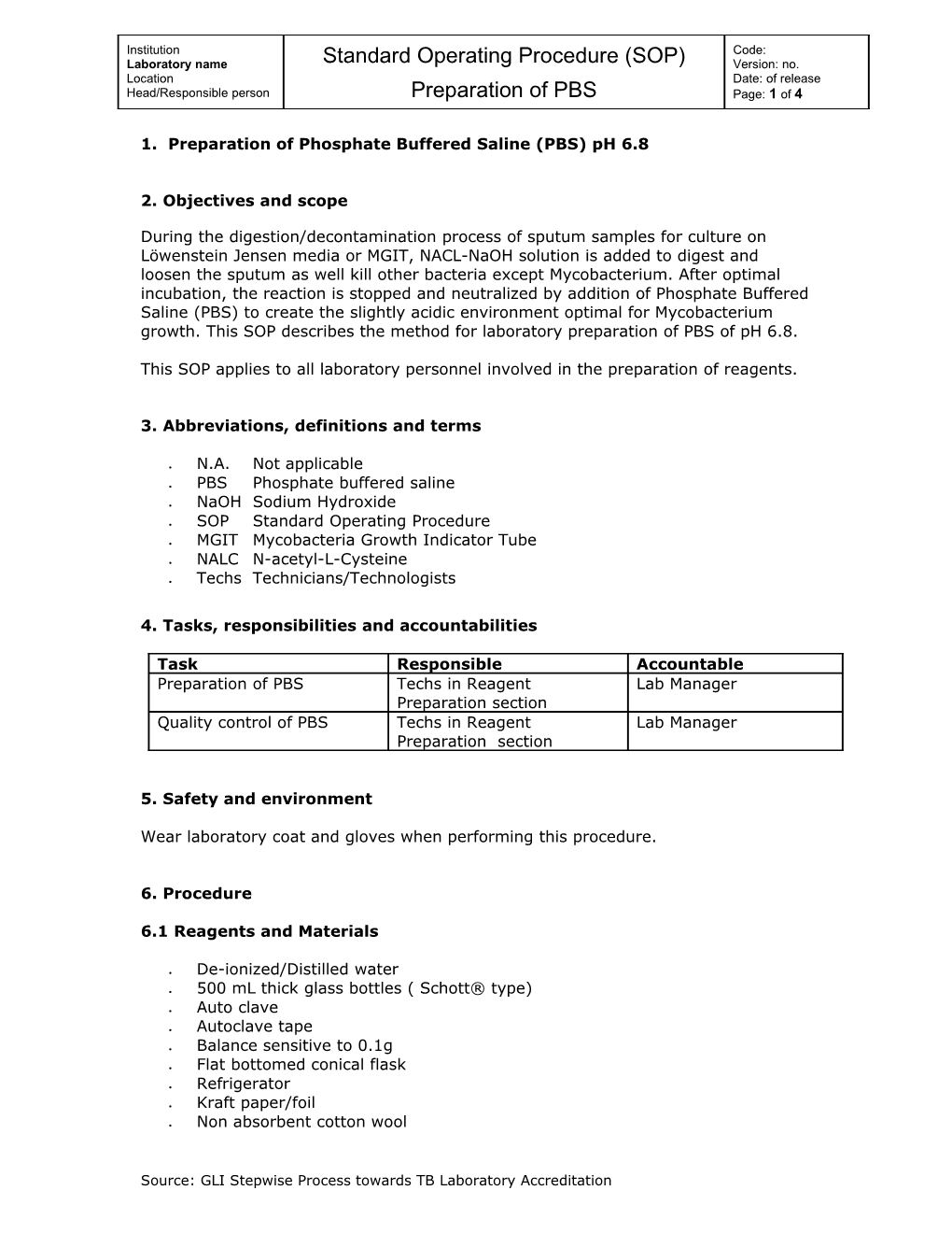 This SOP Applies to All Laboratory Personnel Involved in the Preparation of Reagents