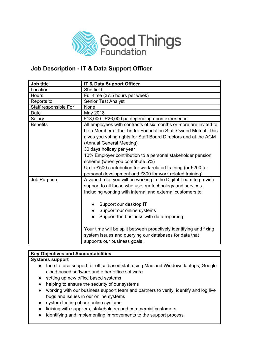 Job Description - IT & Data Support Officer