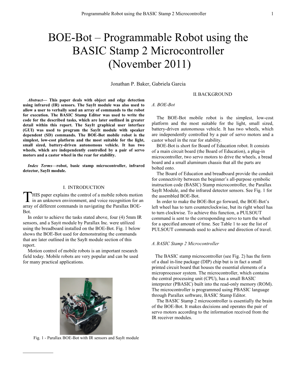 Programmable Robot Using the BASIC Stamp 2 Microcontroller