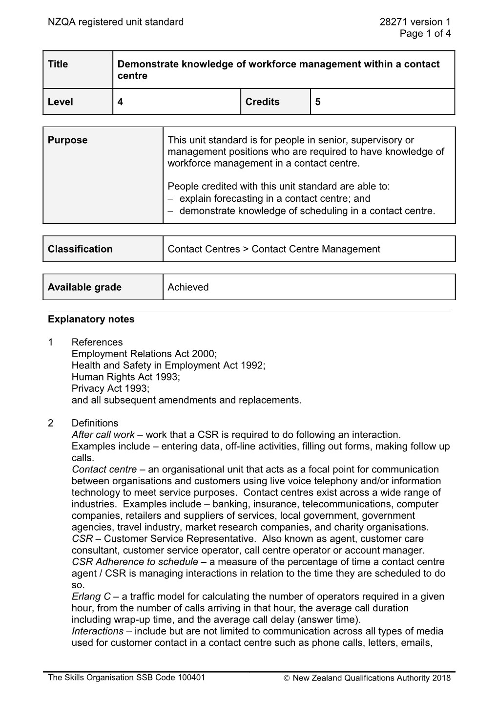 28271 Demonstrate Knowledge of Workforce Management Within a Contact Centre