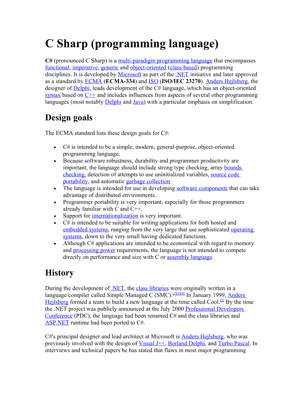 C Sharp (Programming Language)