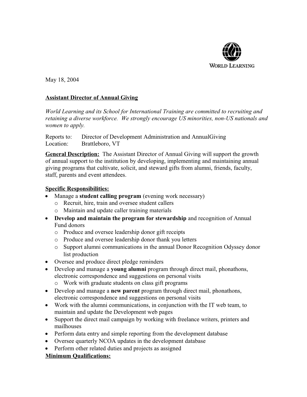 Assistant Director of Annual Giving