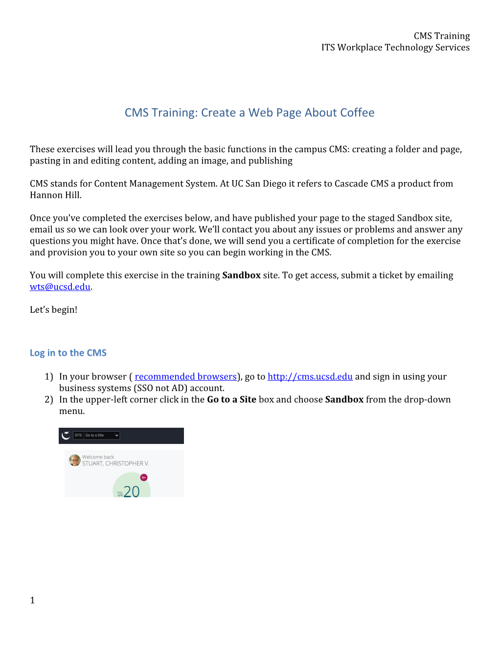 CMS Training: Create a Web Page About Coffee