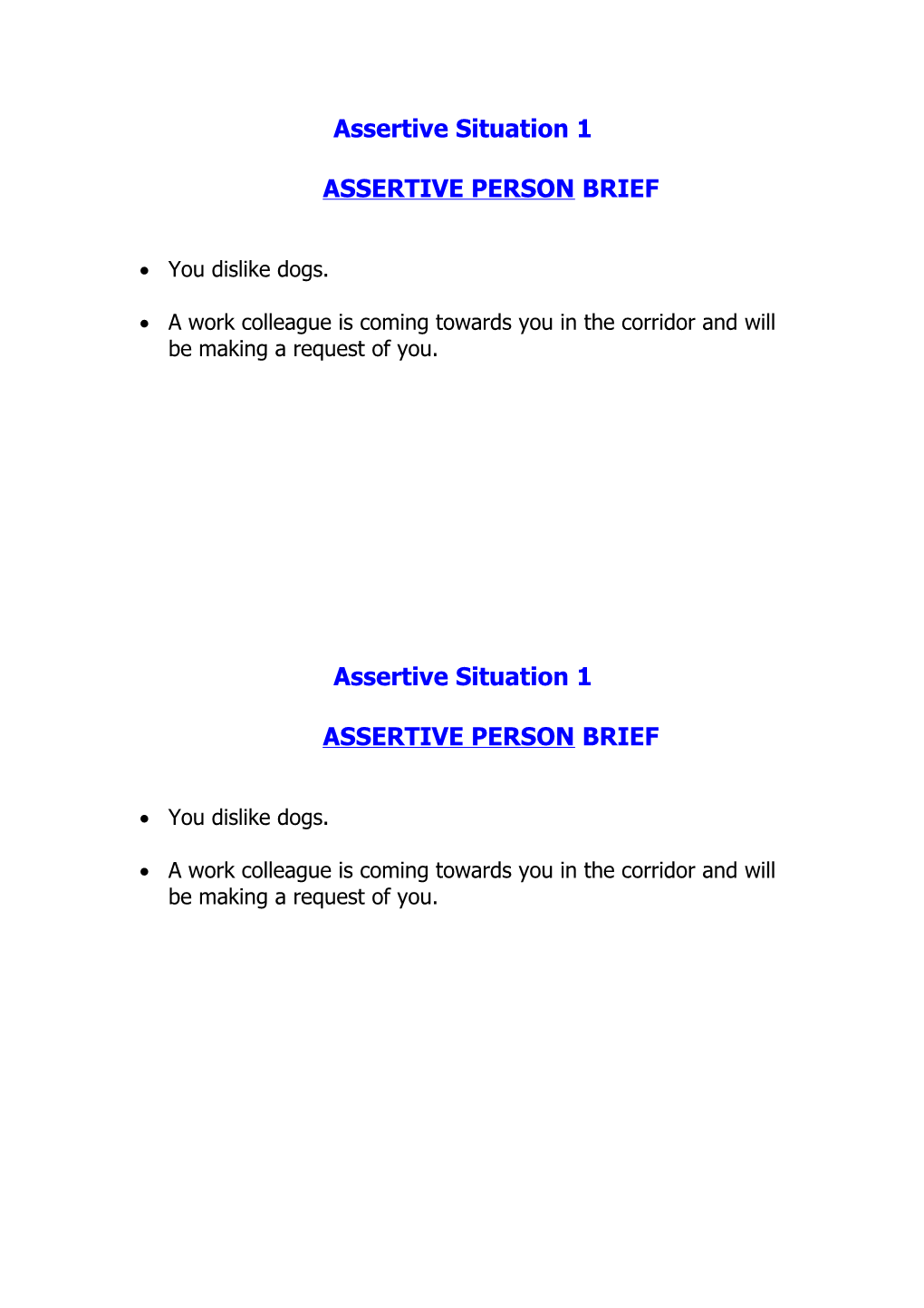 Simple Assertive Role Plays