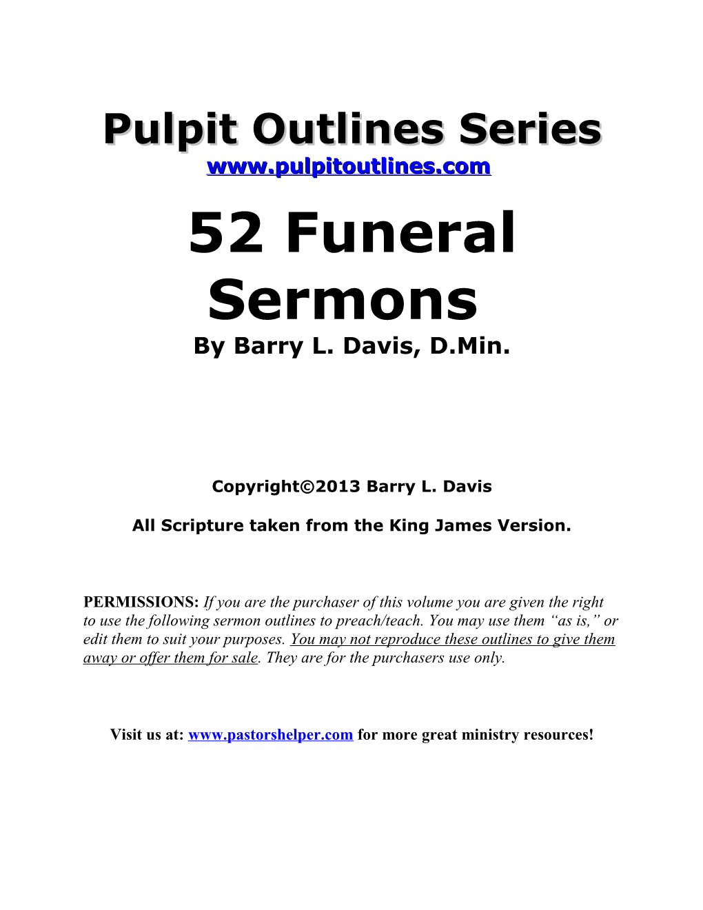 Pulpit Outlines Series