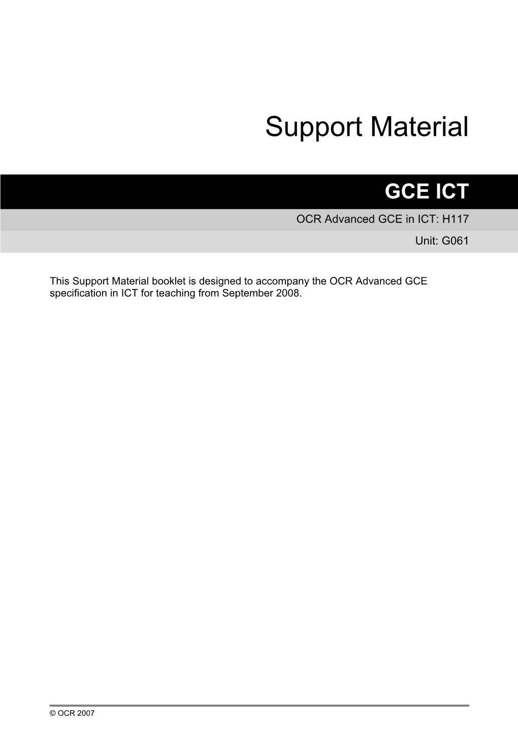 OCR Advanced GCE in ICT: H117