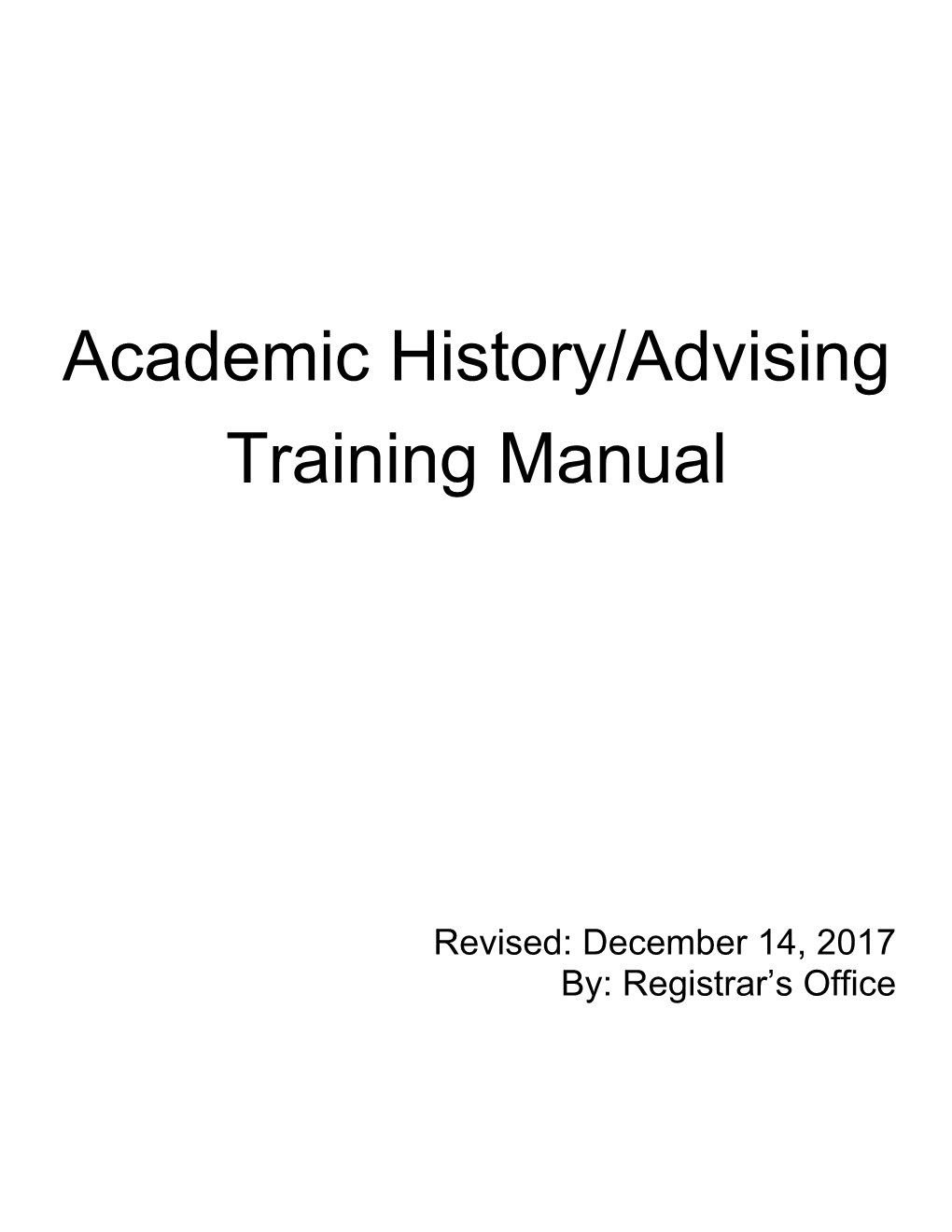 Academic History/Advising