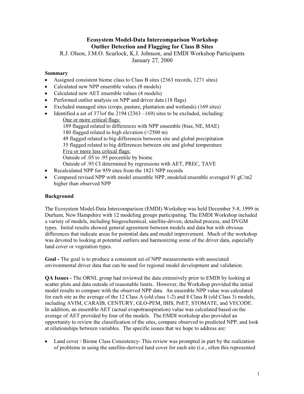 Ecosystem Model-Data Intercomparison Workshop