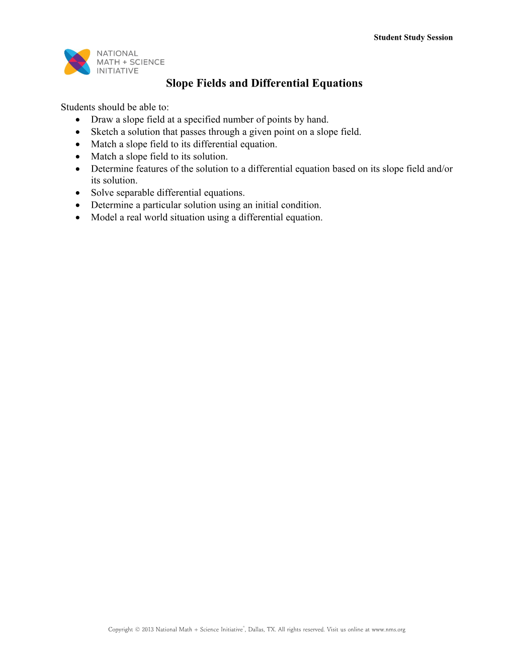 Slope Fields and Differential Equations