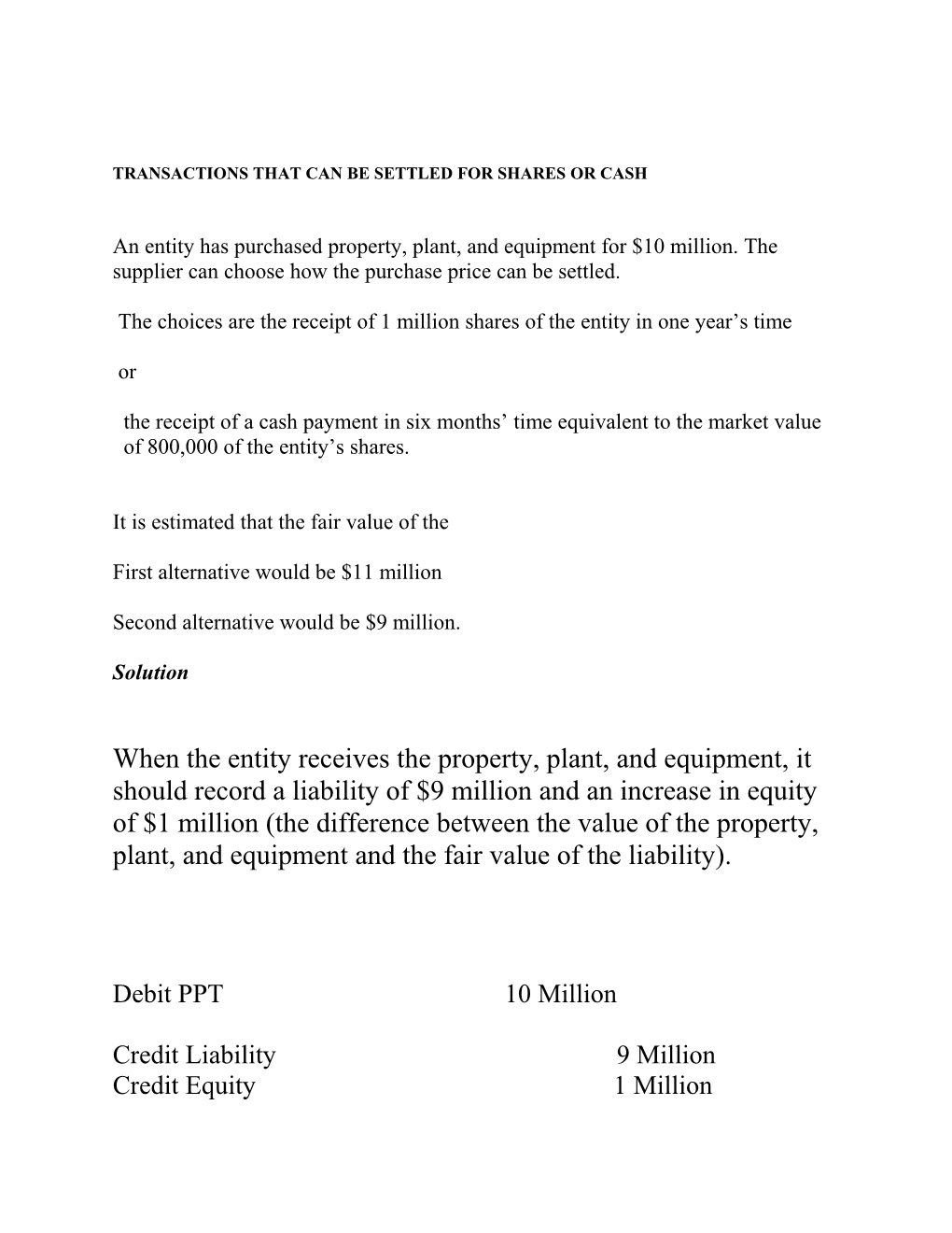 Transactions That Can Be Settled for Shares Or Cash