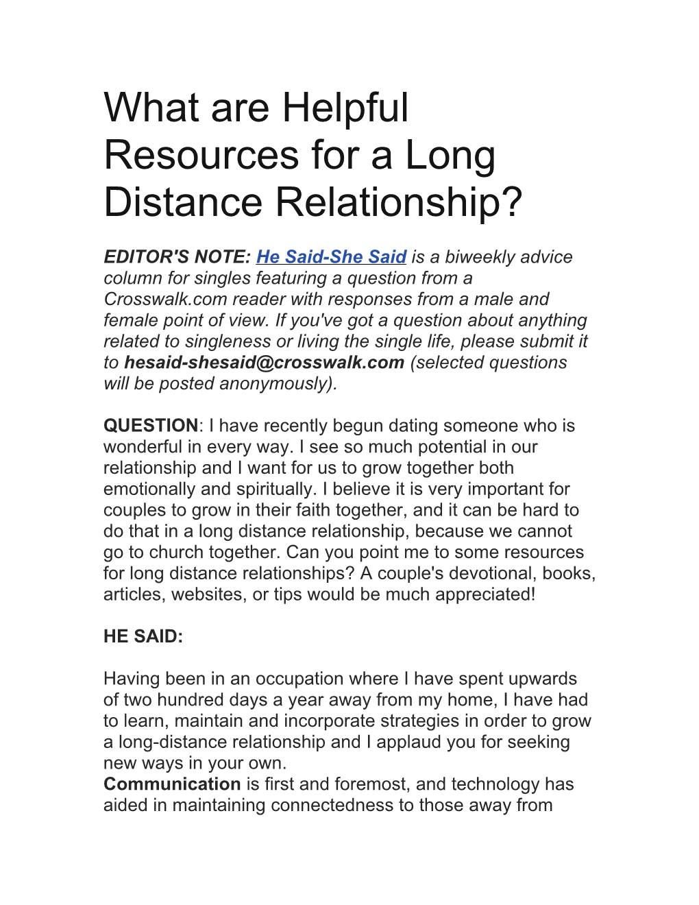 What Are Helpful Resources for a Long Distance Relationship?