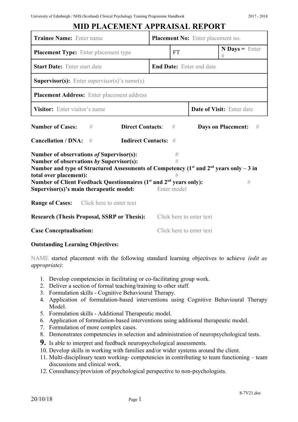 Mid Placement Appraisal Report