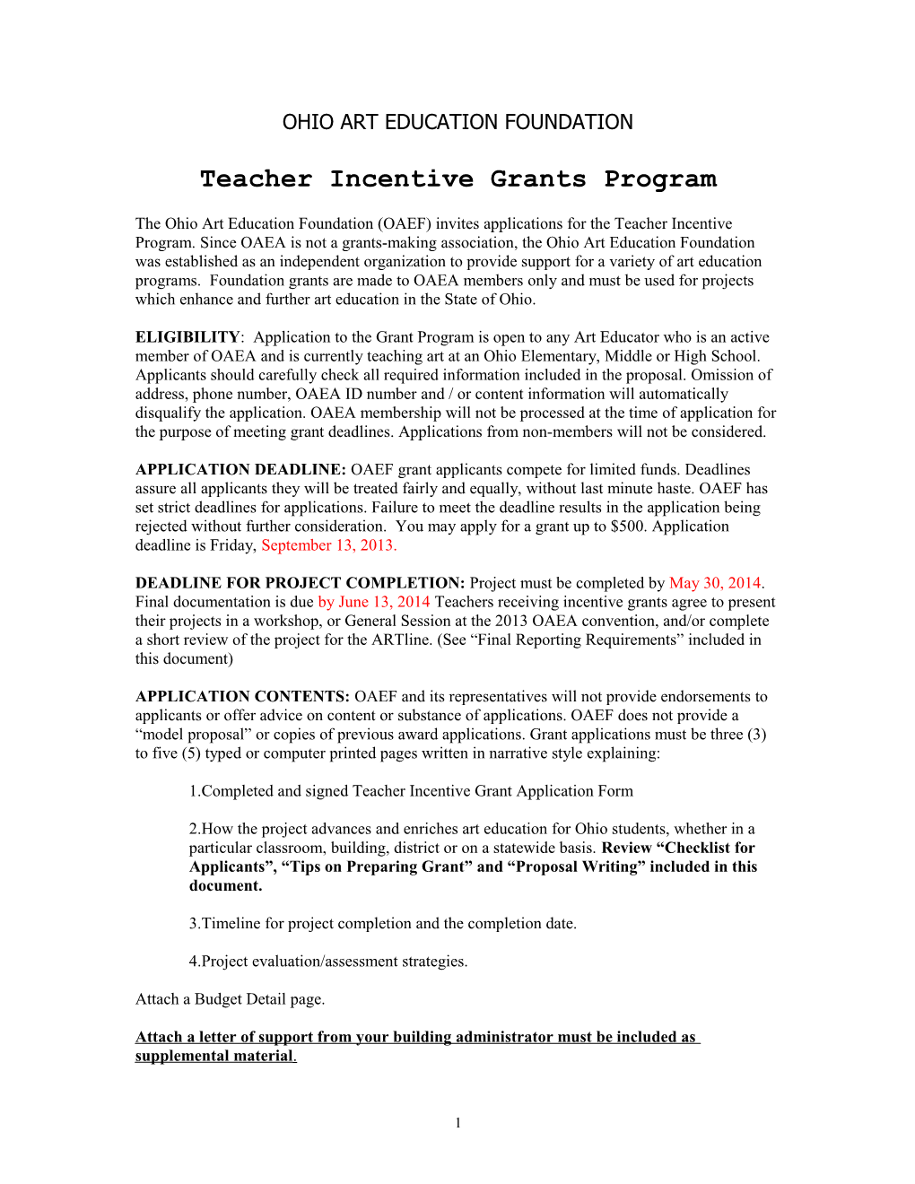 Teacher Incentive Grants Program