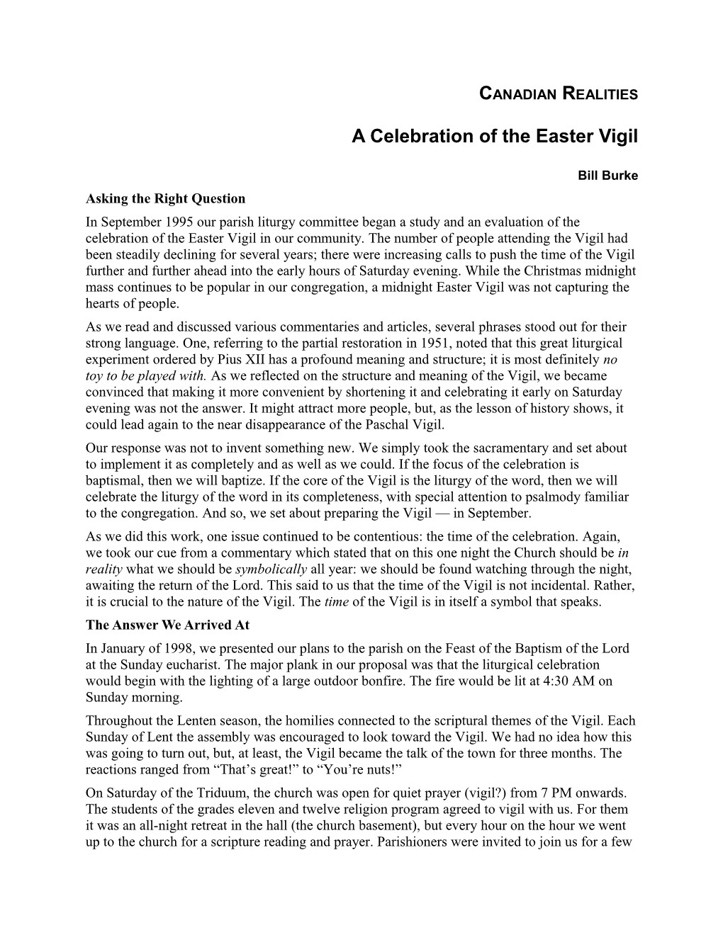 A Celebration of the Easter Vigil