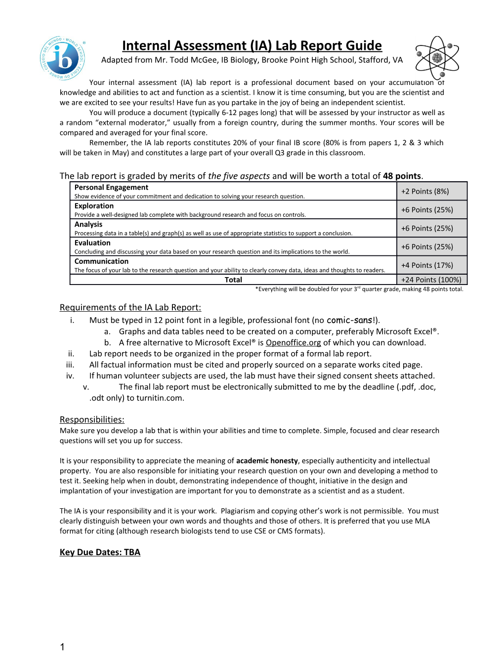 IB Biology Lab Report Guide