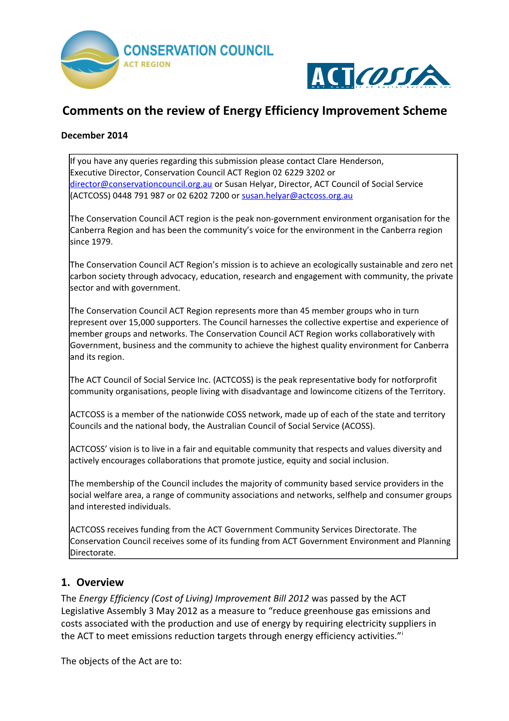 Comments on the Review of Energy Efficiency Improvement Scheme