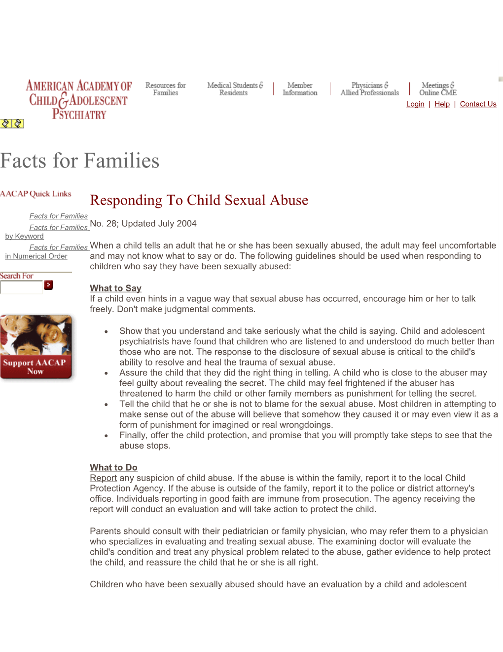 Facts for Families by Keyword
