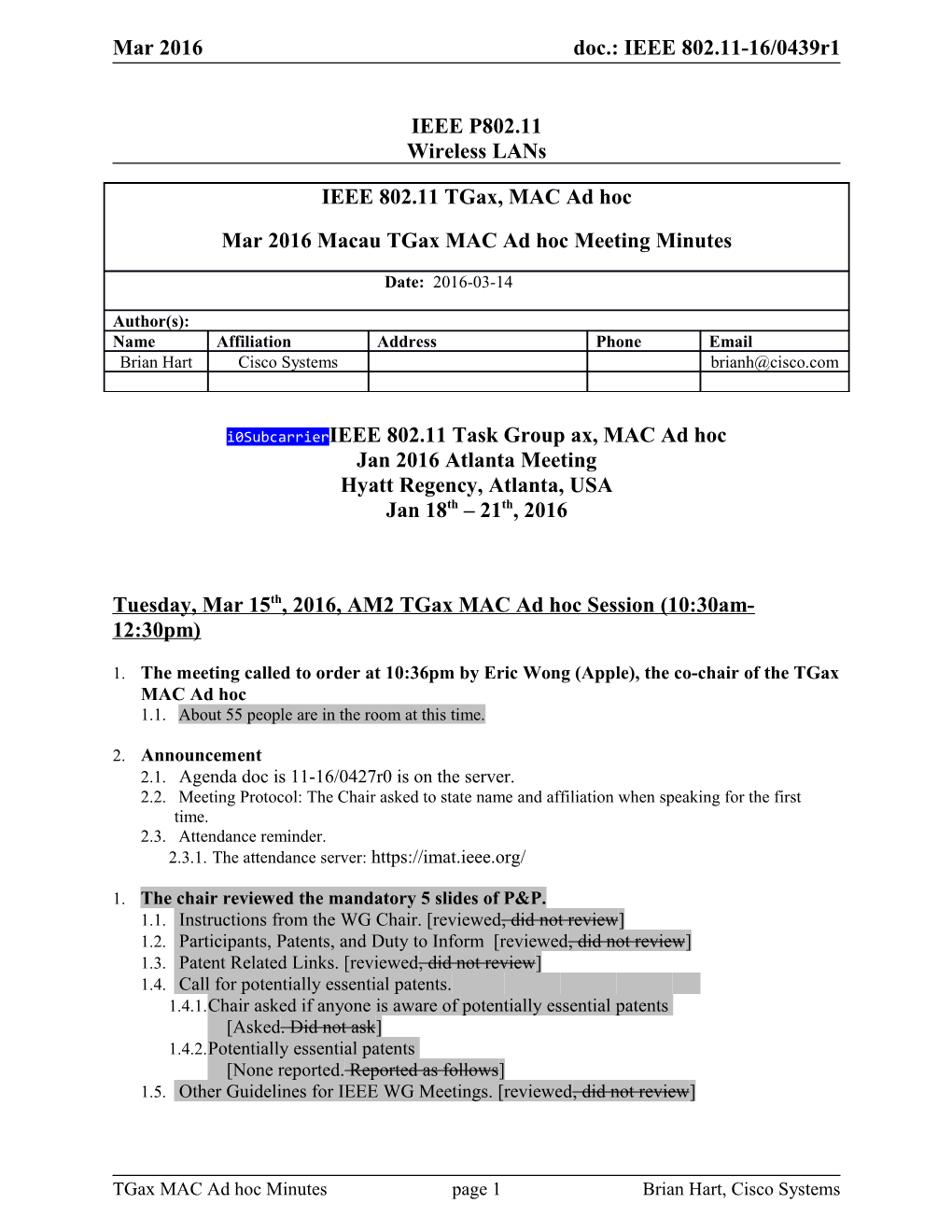 I0subcarrier IEEE 802.11 Task Group Ax, MAC Ad Hoc