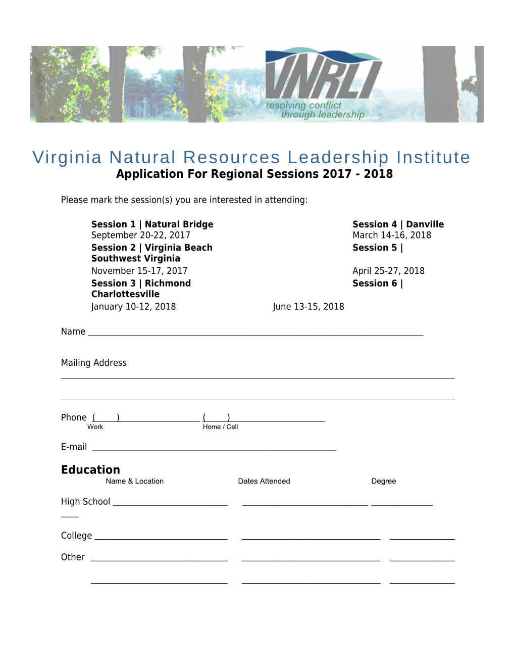 Virginia Natural Resources Leadership Institute